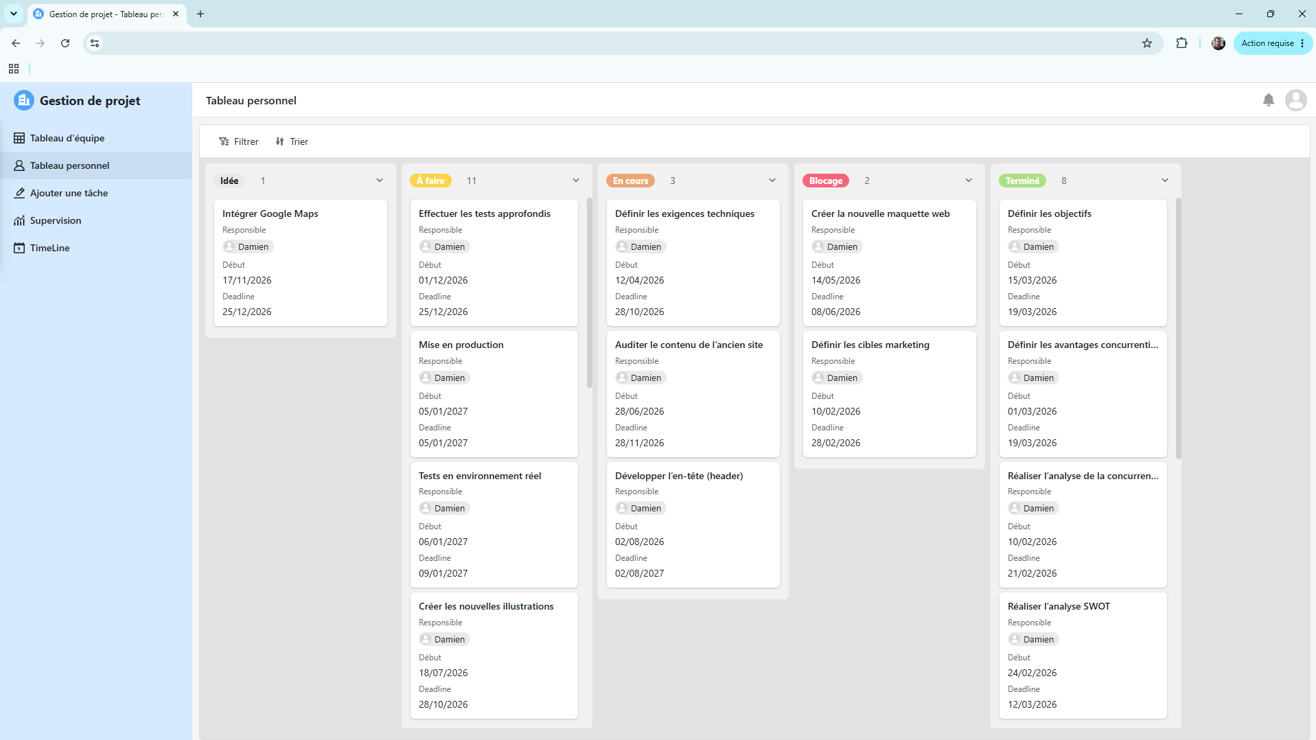 Gestion de projet — vue 3