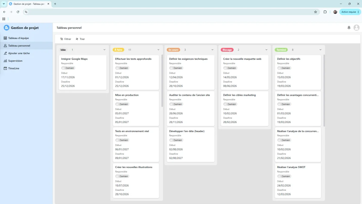 Application gestion de projet industriel sur mesure — vue 3
