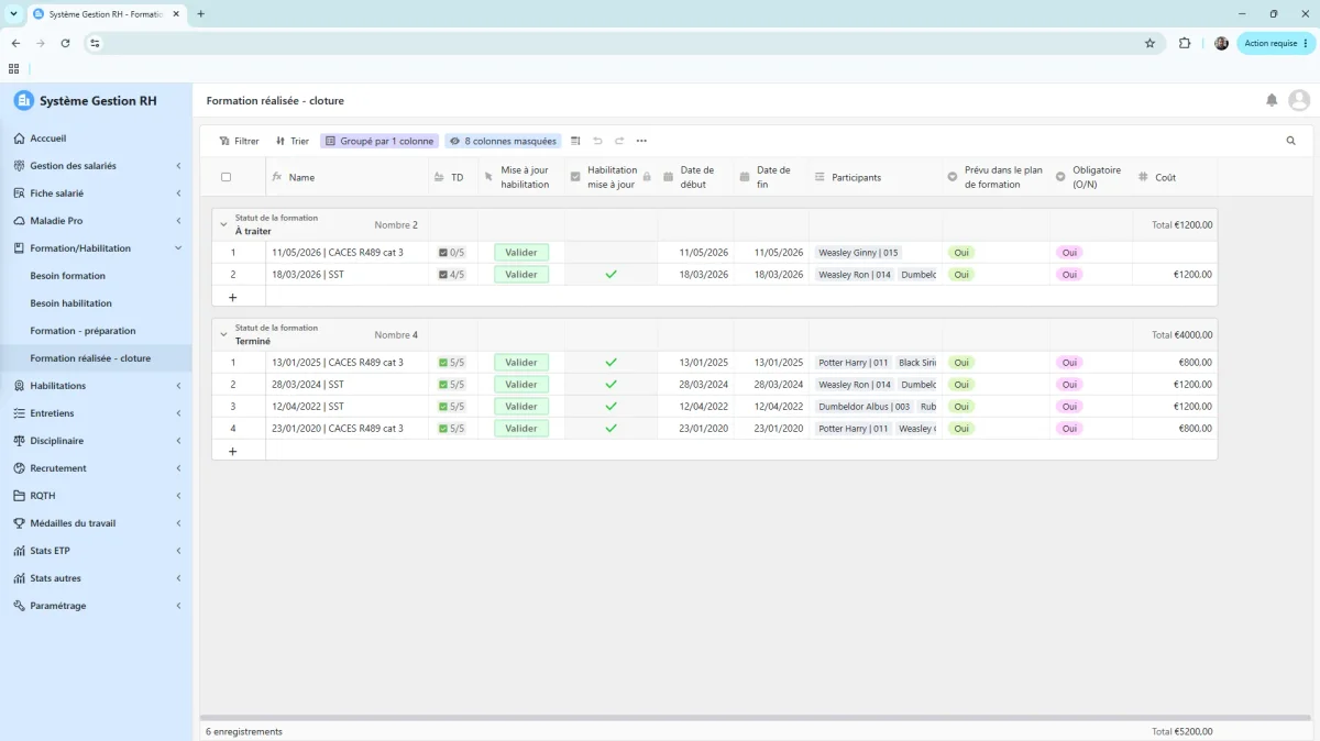 Application gestion RH industrielle sur mesure — vue 2