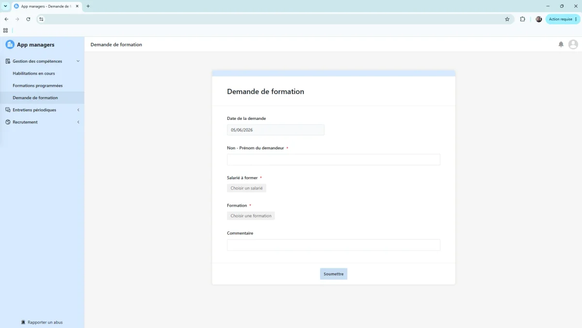 Application gestion RH industrielle sur mesure — vue 4